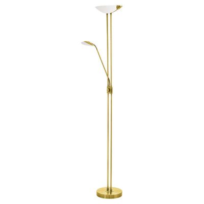 Messing design Leselampe Stehlampe Glas, Brava, 20W, 3000K LED, mit Schalter