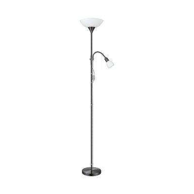 Nickel Leselampe Stehlampe Kunststoff, Burgo, mit Schalter
