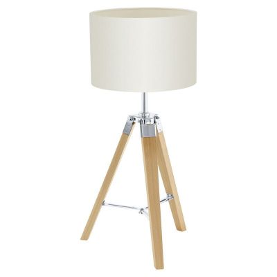 Beige landhaus Tischleuchte Holz, Joana, mit Schalter
