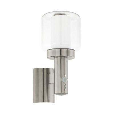 Silberne Außen Wandleuchte mit Bewegungsmelder Glas, Anco, IP44