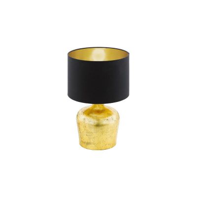 Goldene moderne Tischleuchte Stoff, Elvin, mit Schalter