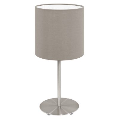 Taupe moderne Tischleuchte Stoff, Abano, mit Schalter