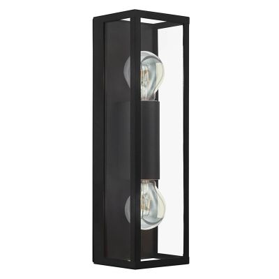 Schwarze moderne Wandleuchte Badezimmer Glas, Amadou, IP44