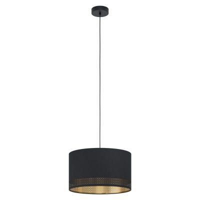 Schwarze moderne Pendelleuchte Stoff, Niko