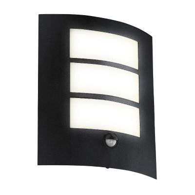 Schwarze moderne Außen Wandleuchte mit Bewegungsmelder Stahl, Elyana, IP44