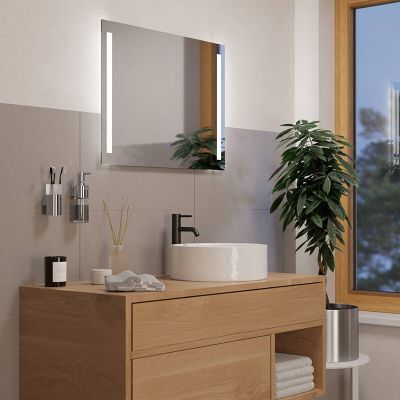 Graue moderne Spiegel mit Beleuchtung Glas, Bibi, 5,1W, 4000K LED, IP44, mit Schalter