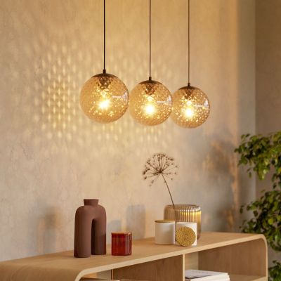 Braune retro Pendelleuchte Stahl, Rondo