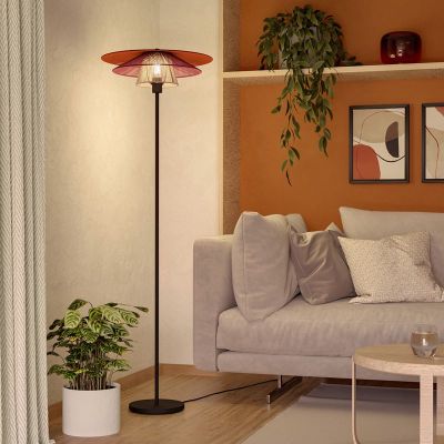 Mehrfarbige landhaus Stehlampe Stoff, Pignona, mit Schalter