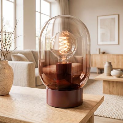 Orangene moderne Tischleuchte Glas, Lequile, mit Schalter