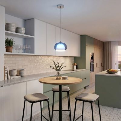 Blaue retro Pendelleuchte Glas, Belomontejo