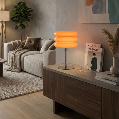 Orangene retro Tischleuchte Glas, Tortora, mit Schalter