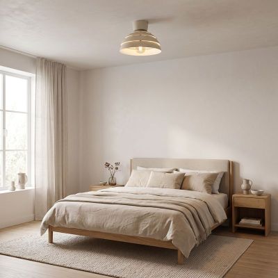 Beige japandi Deckenleuchte Stahl, Vittorito