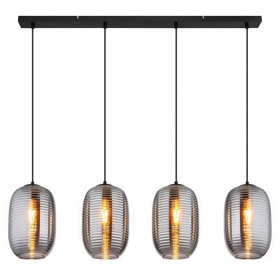 Schwarze Pendelleuchte Rauchglas, Arina