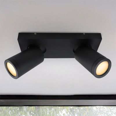 Schwarze Badezimmer Deckenstrahler Kenan, 2L, modern, IP44