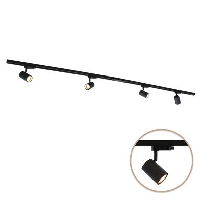 2M schwarzes 1 phase Schienenbeleuchtung System + 4 Elena Strahler