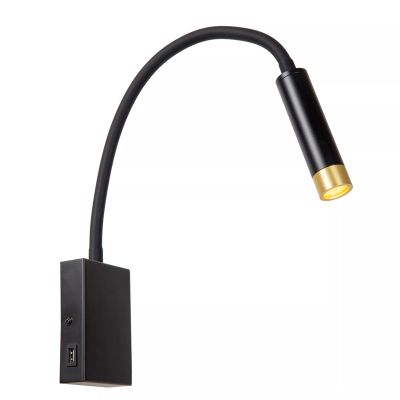 Schwarze Wandstrahler Modern, Alec, mit Schalter