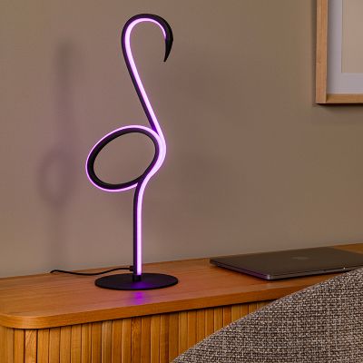 Schwarze Tischleuchte Modern, Flamingo, 5,5W, RGB LED, mit Fernbedienung