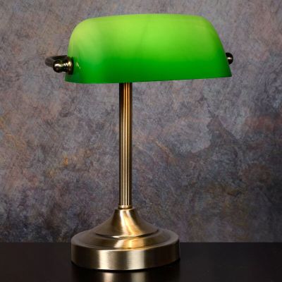Grüne Bankerlampe Antik, Banker, mit Schalter