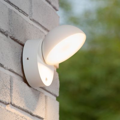 Weiße Außen Wandleuchte mit Dämmerungsmelder Modern, Finn, 12W, 3000K LED, IP54