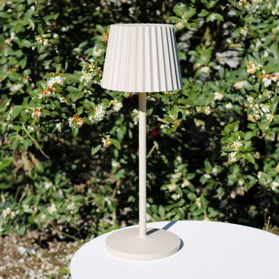 Beige Außen Tischleuchte Landhaus, Justine, 2W, 2700K LED, IP54, mit Touch-Dimmer