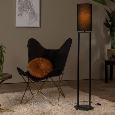 Schwarze Stehlampe Landhaus, Herman, mit Schalter
