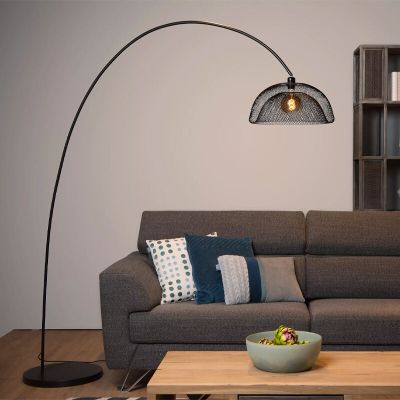 Schwarze Bogenlampe Modern, Mesh, mit Schalter
