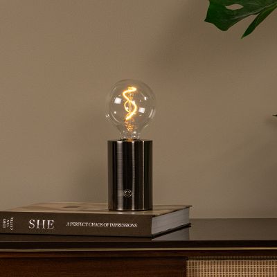 Graue aufladbare Tischlampe Modern, Vivo, mit Touch-Dimmer