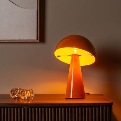 Orangene Tischleuchte Retro, Barone, mit Schalter