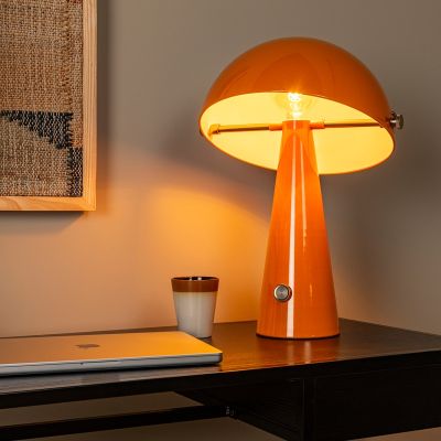 Orangene Tischleuchte Retro, Barone, mit Schalter