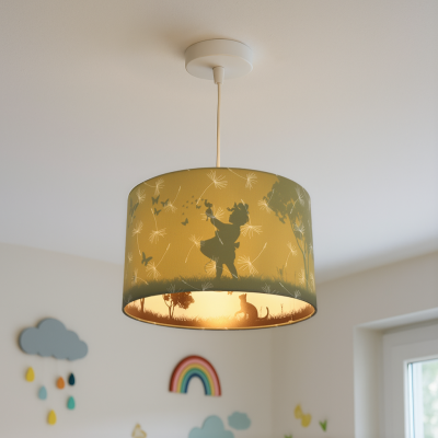 Stoff Kinder Pendelleuchte Grün, Schmetterling