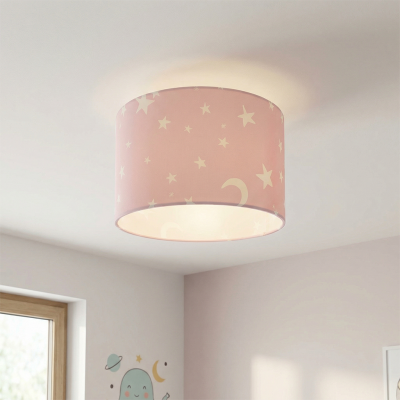 Stoff Kinder Deckenleuchte Pink, Stars