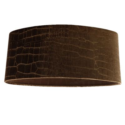 50 cm Ovaler Samt Lampenschirm Braun Kroko Stoff, Emilius