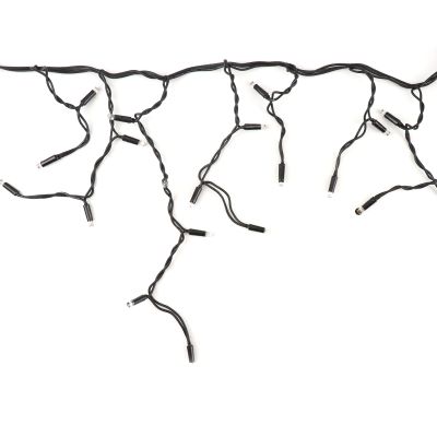 8M verbindbares Eiszapfenlicht, schwarze Schnur, IP67, 50 cm hoch - Warmweiß