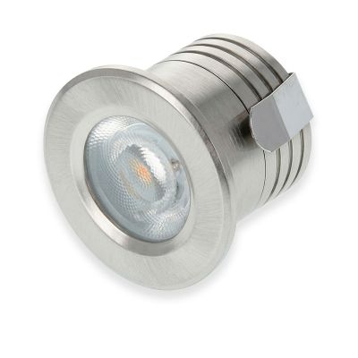 Silberne Mini Einbaustrahler Aluminium, Philomena, 2W, 2700K LED, IP44