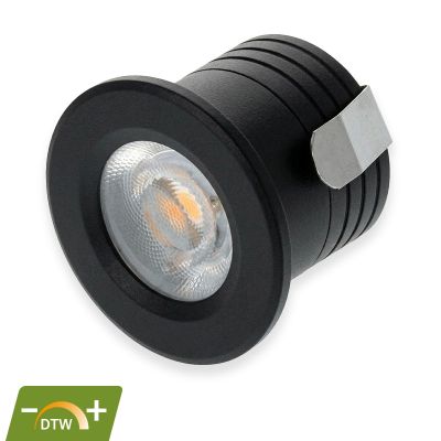 Schwarze Mini Einbaustrahler Aluminium, Philomena, 2W, dim to warm LED, IP44