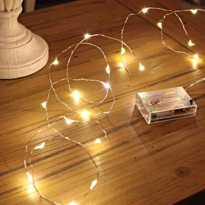 2 m LED-Kabelbeleuchtung an der Batterie, 40 LEDs, warmweiß