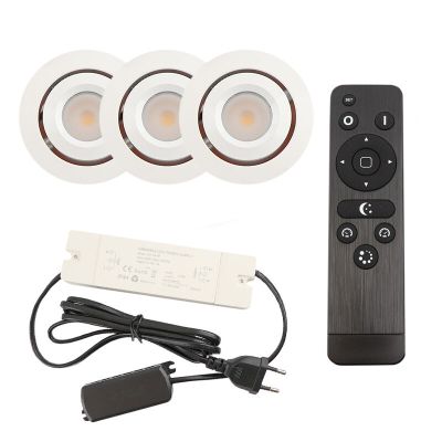 3 schwenkbare Einbaustrahler Terrassenüberdachung Rona, IP44, mit Anschlussset und Fernbedienung, Weiß