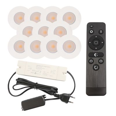 11 weiße Einbaustrahler Terrassenüberdachung Dico, IP65, inkl. Anschlussset und Fernbedienung