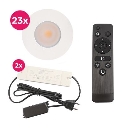 23 weiße Einbaustrahler Terrassenüberdachung Dico, IP65, inkl. Anschlussset und Fernbedienung