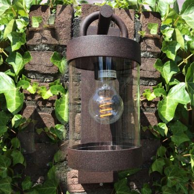 Rostfarbene Außen Wandleuchte mit Dämmerungsmelder Landhaus, Sambesi, IP44