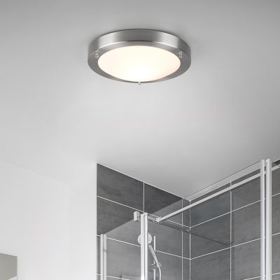 Nickel Badezimmer Deckenleuchte Glas, Hadleigh, IP44