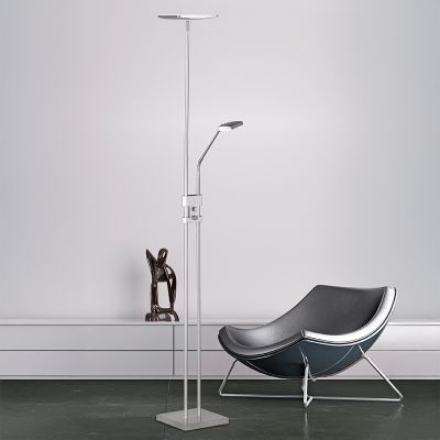Nickel Stehlampe Modern, Simon, 15W, 3000K LED, mit Schalter