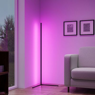 Schwarze Stehlampe Modern, Erdal, 10W, RGB LED, mit Fernbedienung