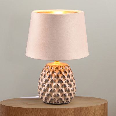Keramik Tischleuchte Beige, Anderson, mit Schalter