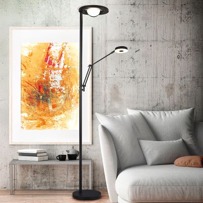 Schwarze Leselampe Stehlampe Modern, Yazid, 32W, in Lichtfarbe einstellbare LED, mit Touch-Dimmer