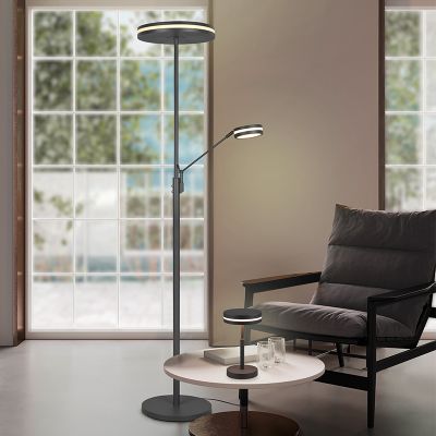 Anthrazit Leselampe Stehlampe Modern, Marjon, 35W, warm- bis kaltweiß einstellbare LED, mit Touch-Dimmer