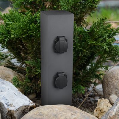 Moderne Außen Strommast Jafari, Metall, anthrazit, IP44