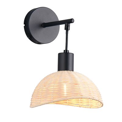 Rattan Wandleuchte Braun, Sijmen, mit Schalter