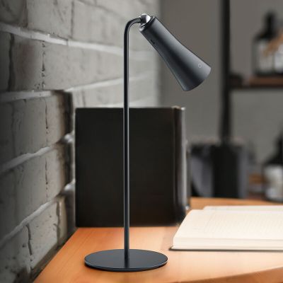 Schwarze Tischleuchte Metall, Remko, 2W, 3000K LED, mit Touch-Dimmer