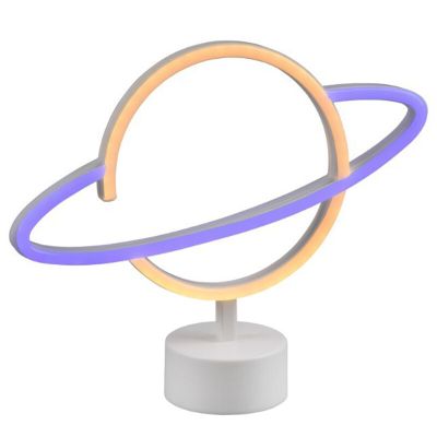 Weiße Kinderzimmer Tischleuchte Kunststoff, Planet, 2W, 3000K LED, mit Schalter